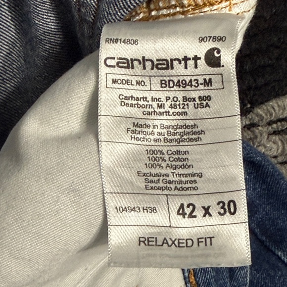 Carhartt Relaxed Fit Jeans Men’s 42 Workwear Blue Denim Utility Classic Outdoor - Picture 4 of 5